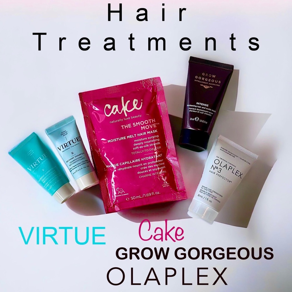 Generous Travel-Size OLAPLEX, Cake, Grow Gorgeous and Virtue Hair Treaments
